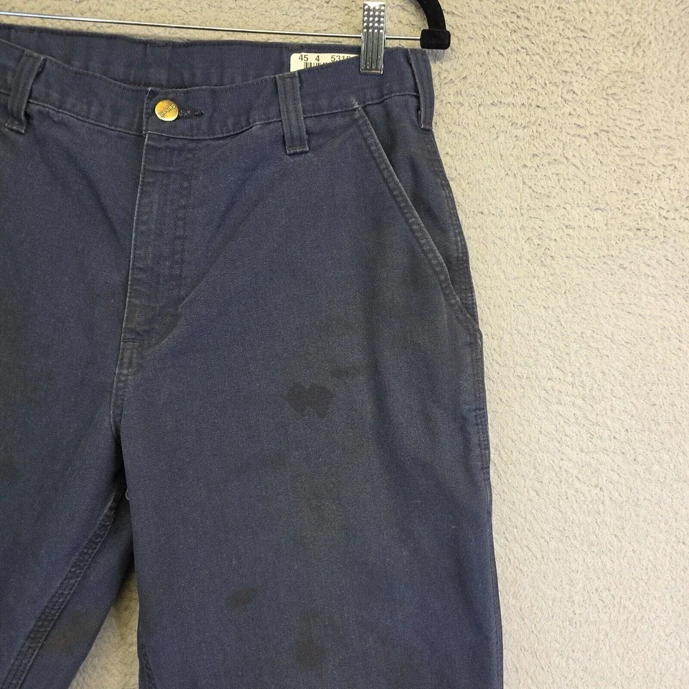 Carhartt Pants Mens 32x32 Blue Dungaree Fit Stained Ripped‎ Thrashed Carpenter